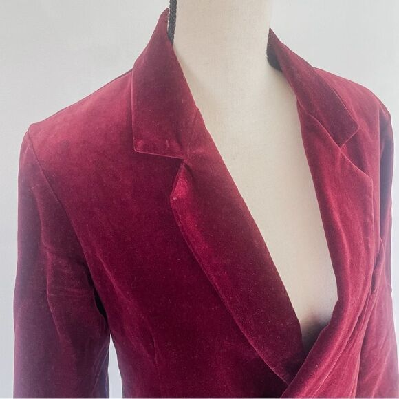 Nili Lotan Classon Velvet Burgundy Single Breasted One Button Jacket Blazer Sz 8 - Picture 5 of 7